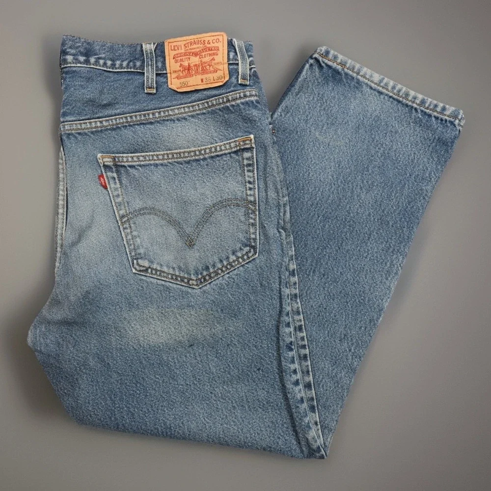 Levi's 550 Relaxed Fit Jeans 38x30 (37X28) Pre Shrunk Stonewash Blue Denim Pnts